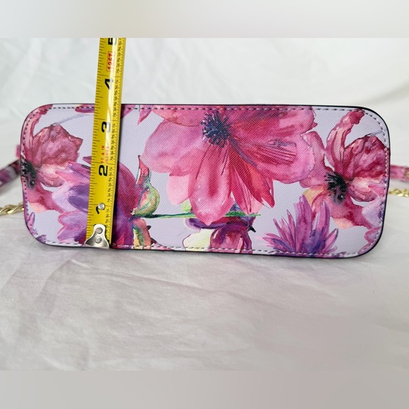 Steve Madden Purple Floral Tropical Print Dome Crossbody Purse - Picture 13 of 16